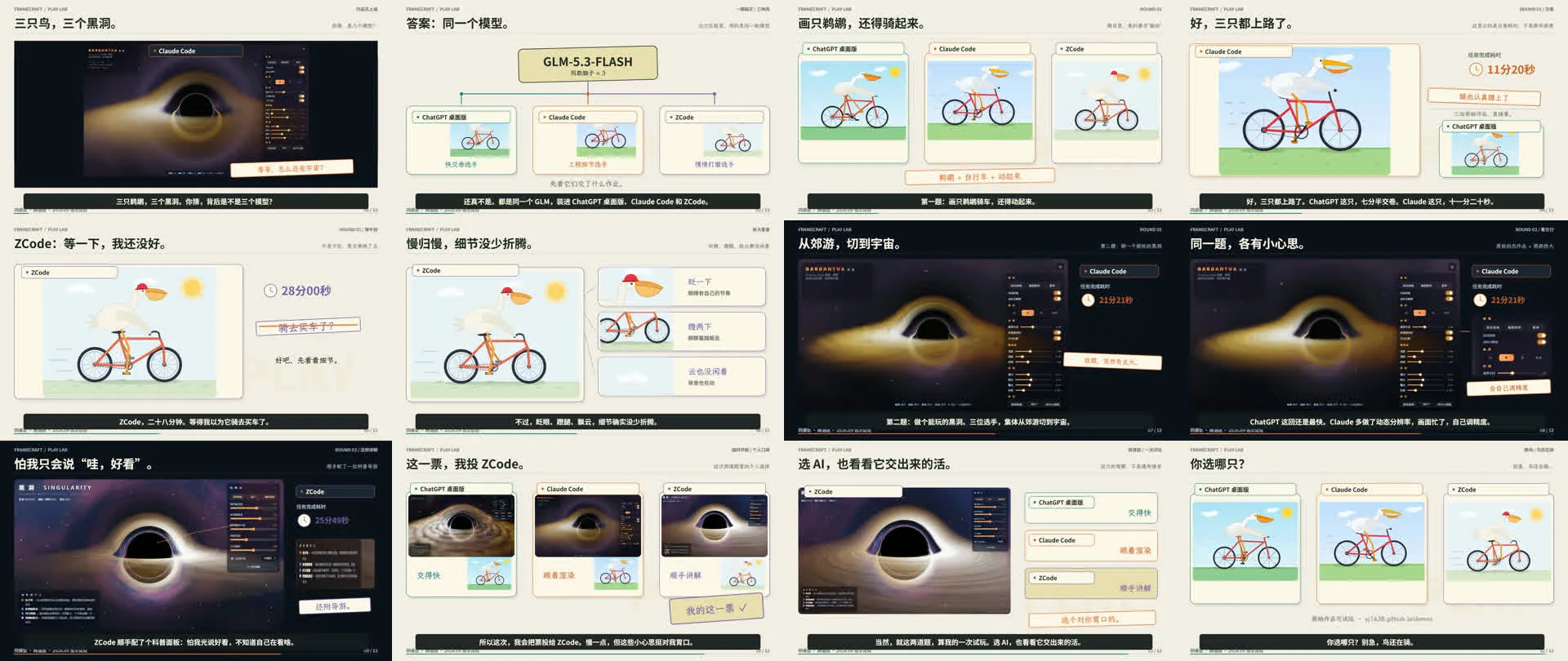 鹈鹕与黑洞横评视频的十二个镜头中点抽帧